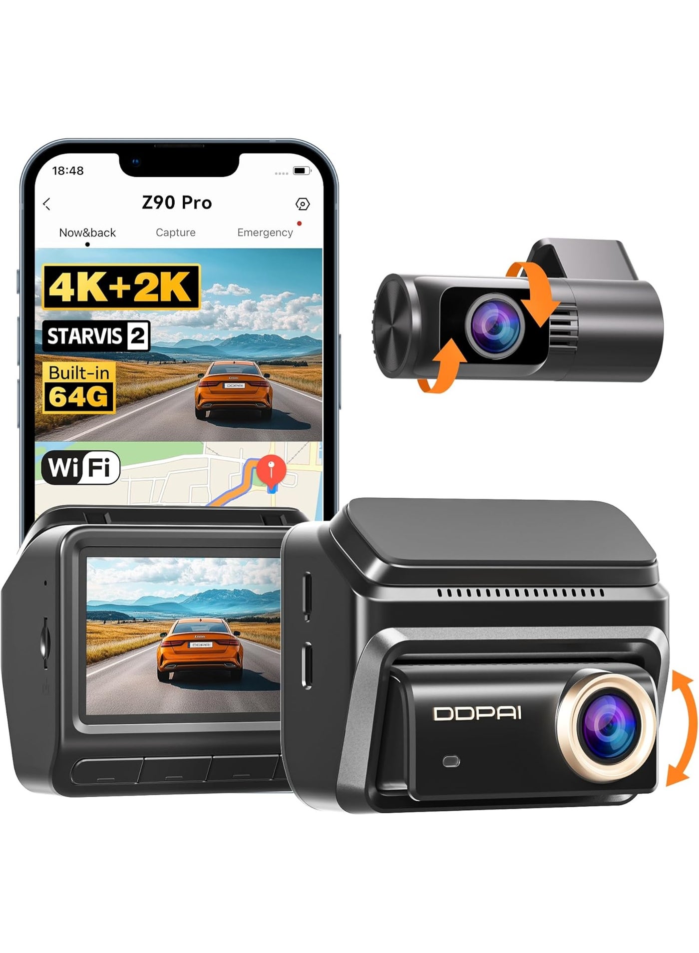 DDPAI 4K + 2K Dash Cam for Cars, STARVIS…