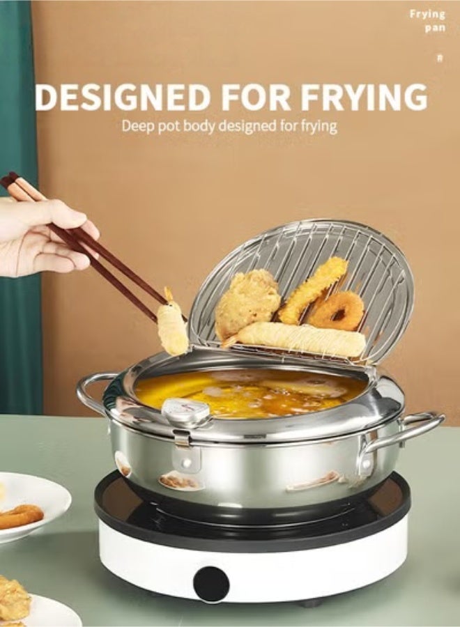 Compare Deep Fryer Pot,304 Stainless Steel Tempura Fryer Pan With Temperature Control,Lid,And Oil Drip Drainer Rack For French Fries Shrimp Chicken Wings And Shrimp,20cm at KSA Price