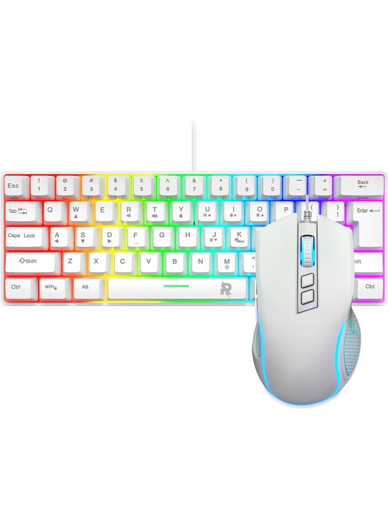 Compare Gaming Keyboard and Mouse Combo Include Mini 60% Merchanical Feel Keyboard Ergonomic Design White at KSA Price