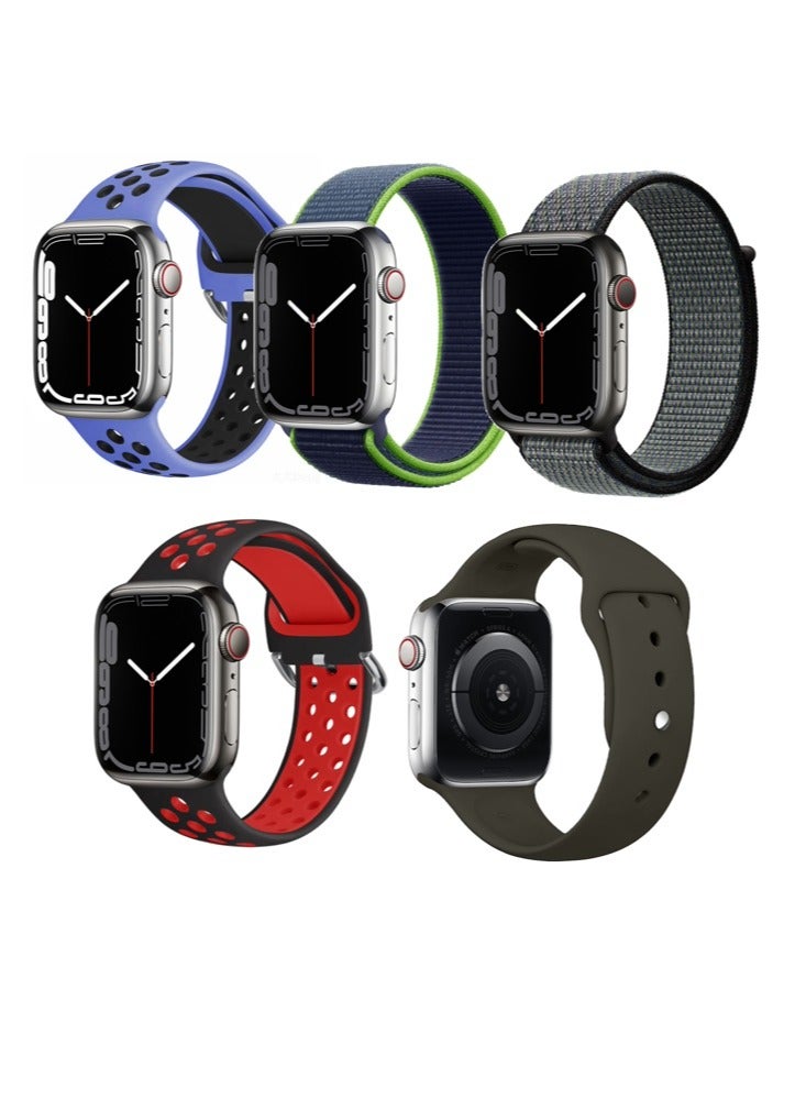 Compare 5pcs Watch Bands Replacement for Apple Watch Strap Compatible with Apple Watch 42414038mm Series 10987654SE at KSA Price