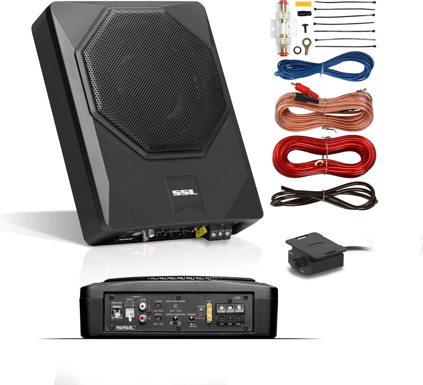 Compare Sound Storm Laboratories US8K 8 Inch Under Seat Powered Car Audio Subwoofer  800 Watts Max, Low Profile, Builtin Amplifier, Remote Control at KSA Price
