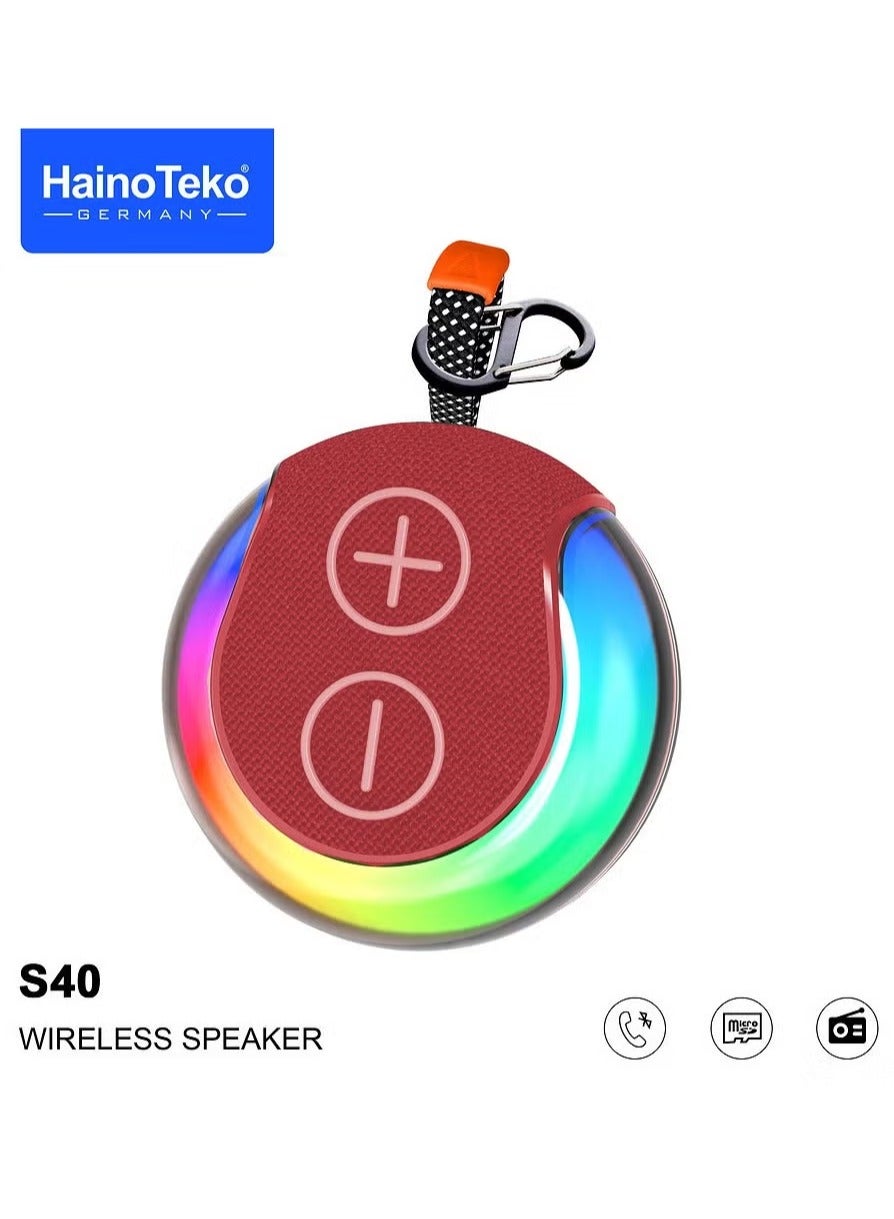 Compare S40 Portable Wireless Bluetooth Speaker with HIFI Sound Quality, Button Control, RGB Lighting  Deep Bass, Long Battery Life, Compact & Durable Design for Home, Outdoor, and Travel Use – Red at KSA Price