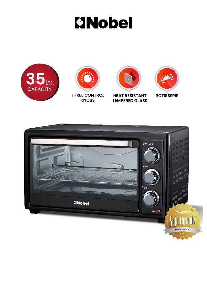 Compare Electric Oven Black 35 Litres 1500W Stainless Steel Heating Element Rotisserie With Timer NEO36 35 L 1500 W NEO36 Black at KSA Price