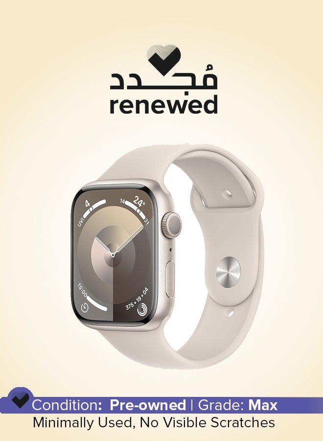 Compare Renewed  Series 9 GPS 45mm Starlight Aluminium Case With Sport Band Starlight at KSA Price