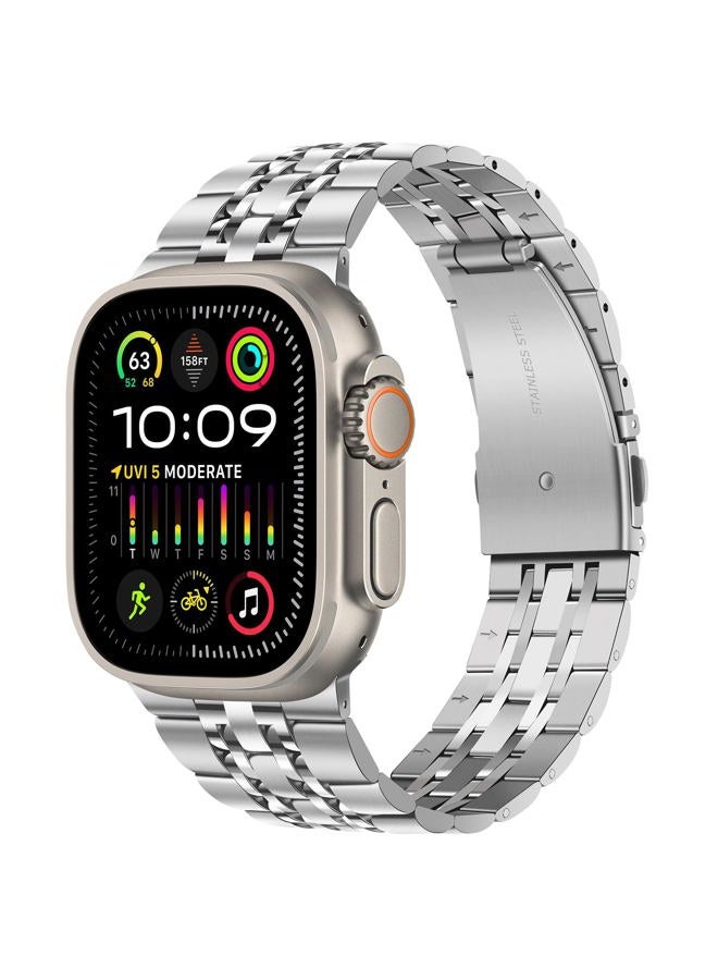 Compare Band Compatible with Apple Watch Ultra 2 Ultra Band 49mm, Men Women Strap Solid Stainless Steel Metal Bracelet Compatible for Apple Watch Ultra 2 Ultra, 49mm Silver at KSA Price