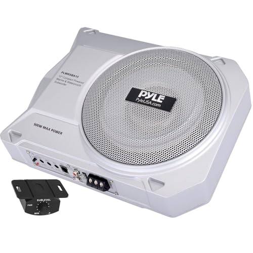 Compare Pyle 10Inch LowProfile Amplified Subwoofer System  900 Watt Compact Enclosed Active Marine Underseat Car Subwoofer with Built In Amp, Powered Car Subwoofer w Low & High Level Inputs at KSA Price