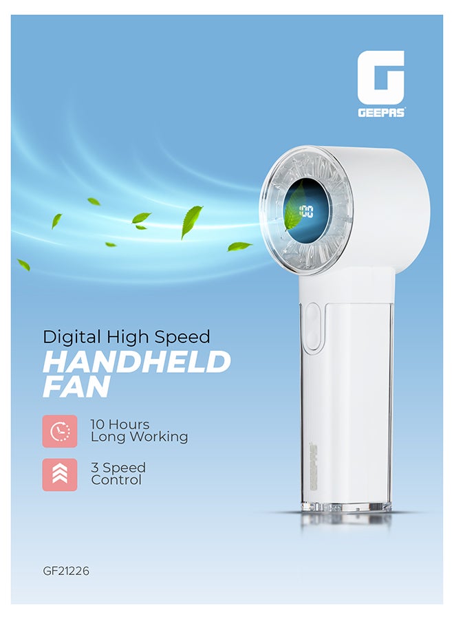 Compare Digital HighSpeed Handheld Fan with 100Level Wind Speed | USB TypeC Charging, and Silent Operation | Up to 10 Hours Runtime | GF21226 White GF21226 White at KSA Price
