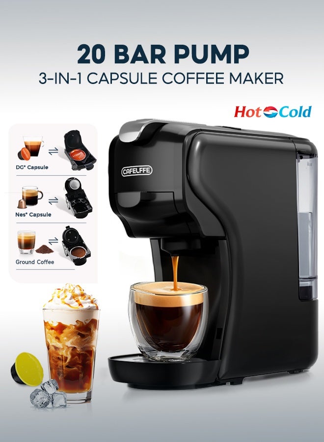 Compare 3 In 1 Capsule Coffee Maker 20Bar Hot Cold Brew Coffee Machine 1450W 600ml Black at KSA Price