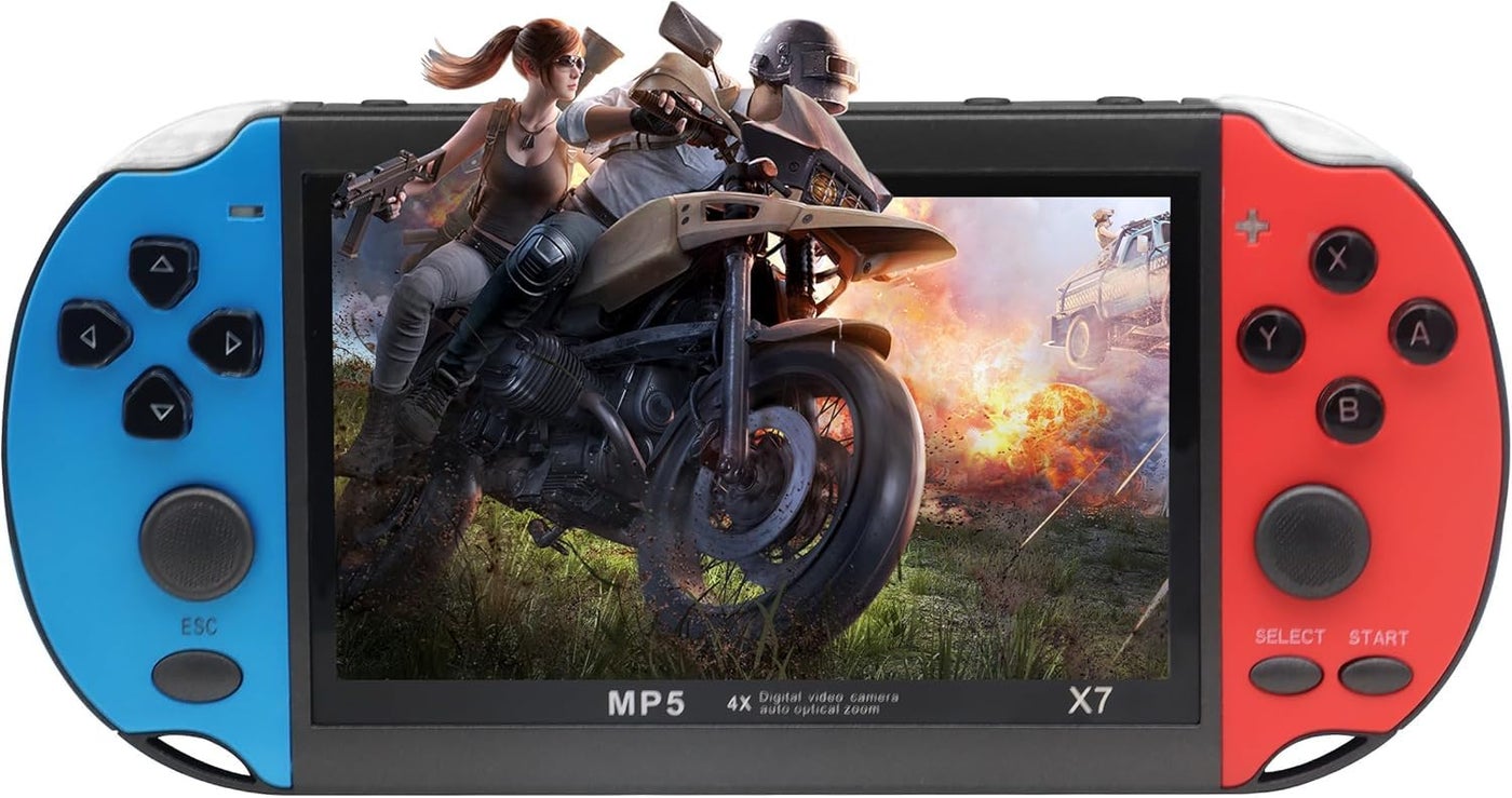 Compare Portable Game Console, 4.3Inch Screen, 8GB Storage, Multiple Emulators Support, TV Output, Blue and Red at KSA Price
