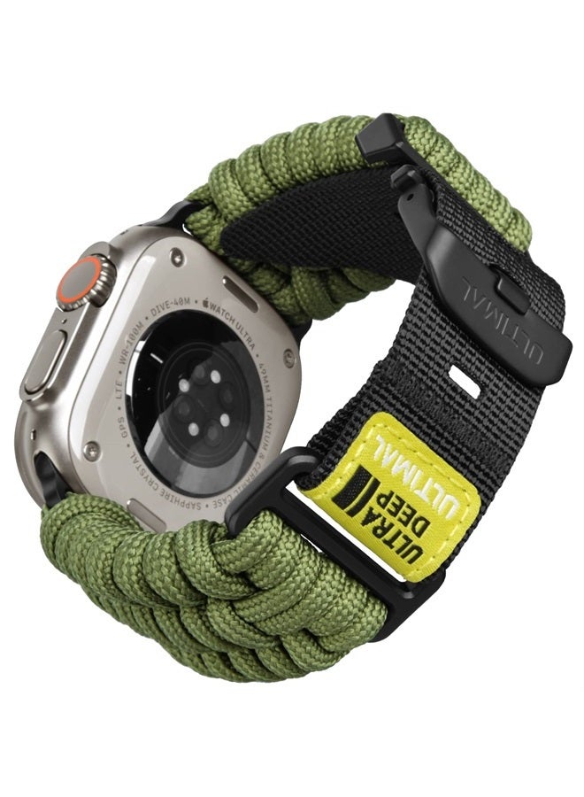 Compare Band Compatible with Apple Watch 49mm45mm44mm42mm, Nylon Woven Loop Paracord Strap Design for Sports Outdoors with Adjustable Buckle for Series 123456SE78Ultra 42mm44mm45mm, Gre at KSA Price