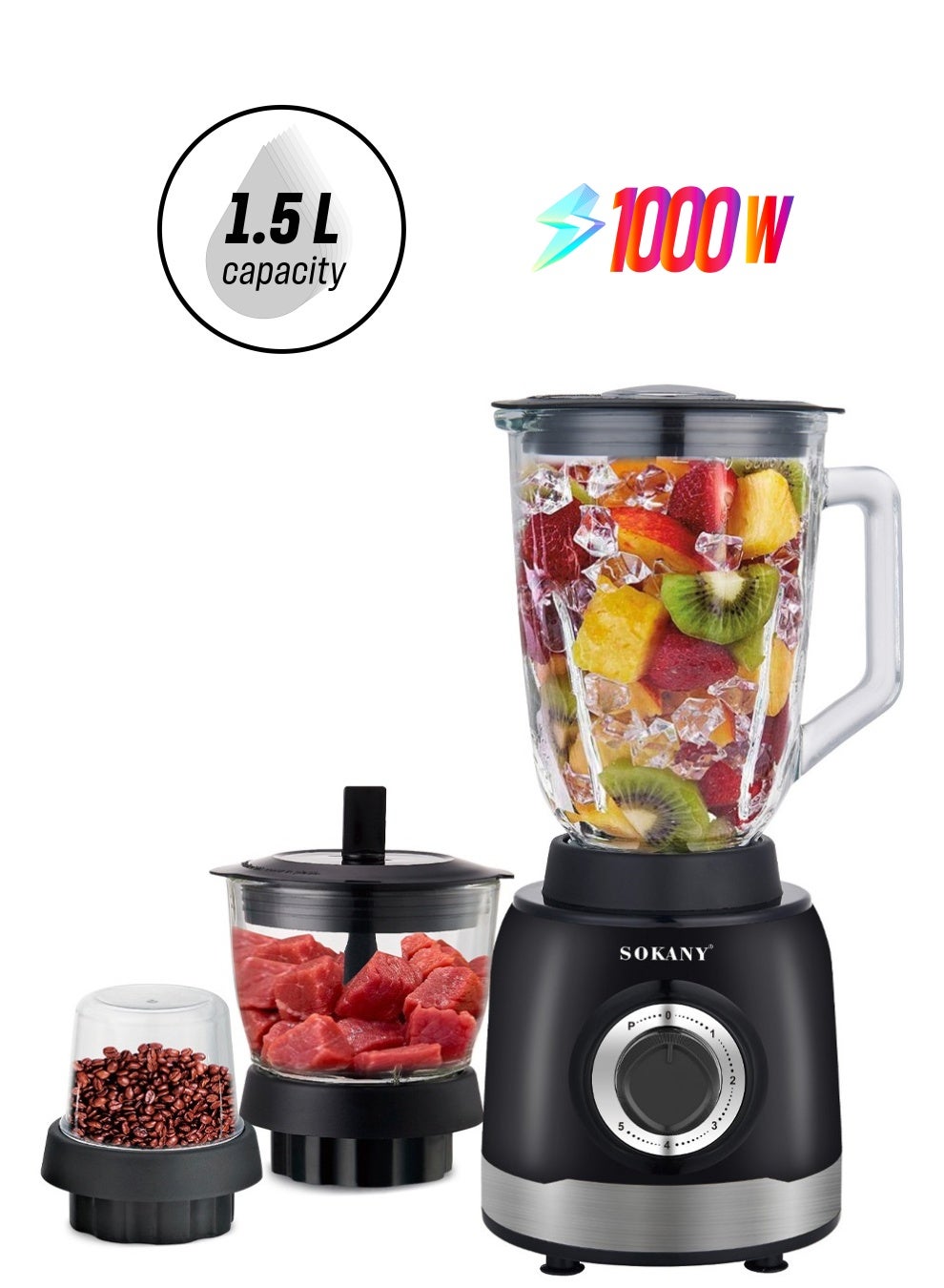 3-In-1 Juicer Blender, 1.5 Litre, 1000W Multi-Function…