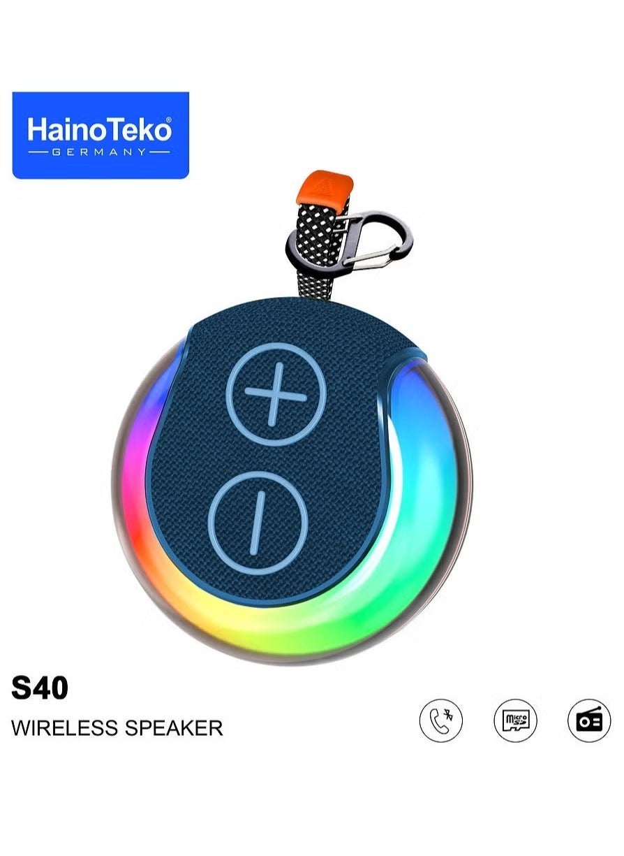 Compare S40 Portable Wireless Bluetooth Speaker with HiFi Sound Quality, Button Control, and RGB Lighting – Compact and Stylish Blue Bluetooth Speaker for Music, Parties, and Outdoor Use at KSA Price