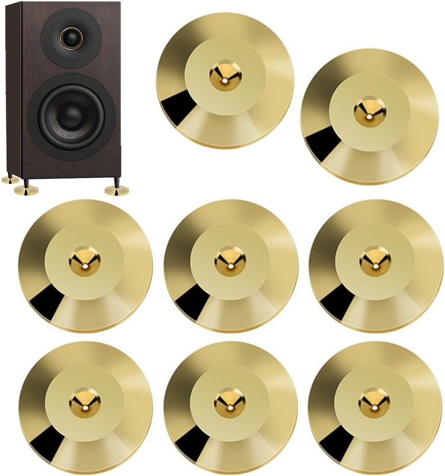 Compare Speaker Base Pad, 8 Pcs Pure Copper 25 x 4mm Universal Copper Speaker Shock Base Pad Isolation Mat Floor Disc Gold at KSA Price