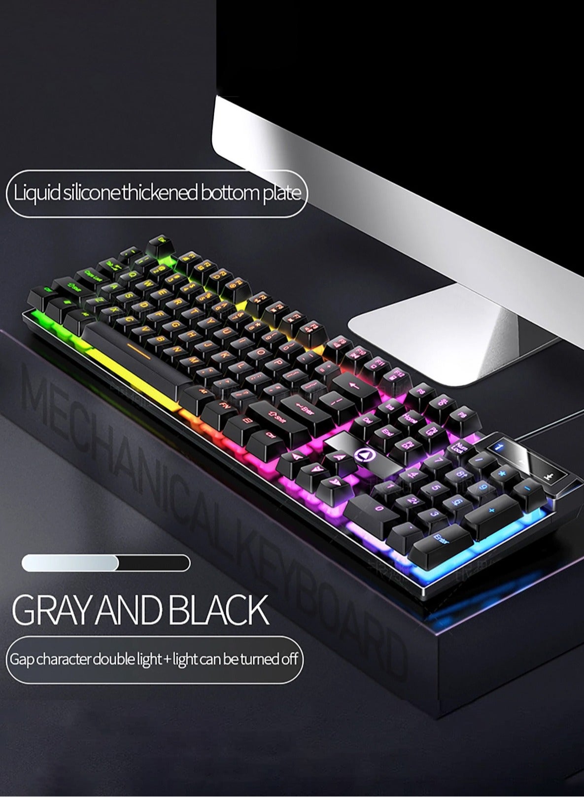 Floating Gaming Keyboard RGB Backlit Keyboard USB…