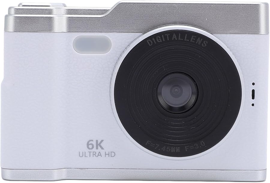White 48MP Digital Camera 8X Zoom Anti Shake 2…