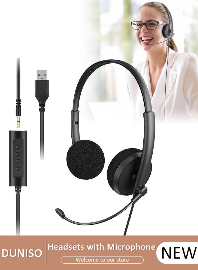 USB Headset with Mic for Call Center, Wired…
