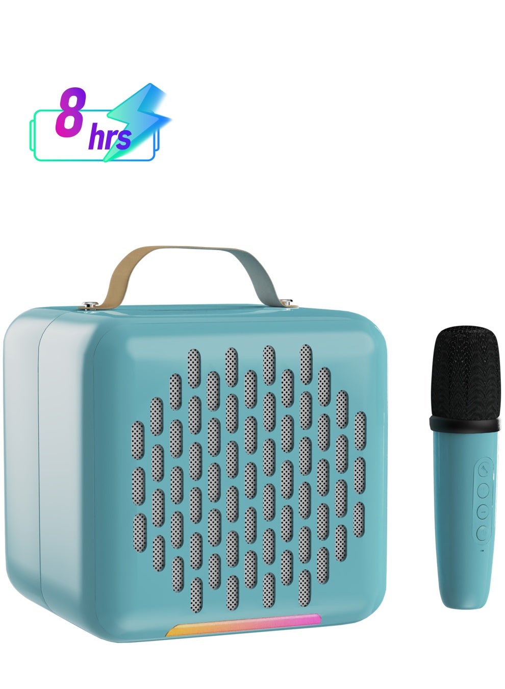 Compare Rock Box Portable Bluetooth Speaker  Karaoke Speaker with Wireless Mic – Mini Party Speaker with Colorful Lights, 10W HD Sound, 8H Playtime, Bluetooth 5.4, TFUSBAUX Support – for Home, Outdoor, Travel & Kids Blue at KSA Price