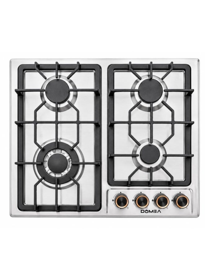 Compare DOMEA 4 Burner Gas Stove, Builtin Gas Hob, Stainless Steel Cooktop with Auto Ignition, Cast Iron Pan Supports, Metal Knobs, Tabletop & Builtin 48*56cm Installation, KG188 at KSA Price