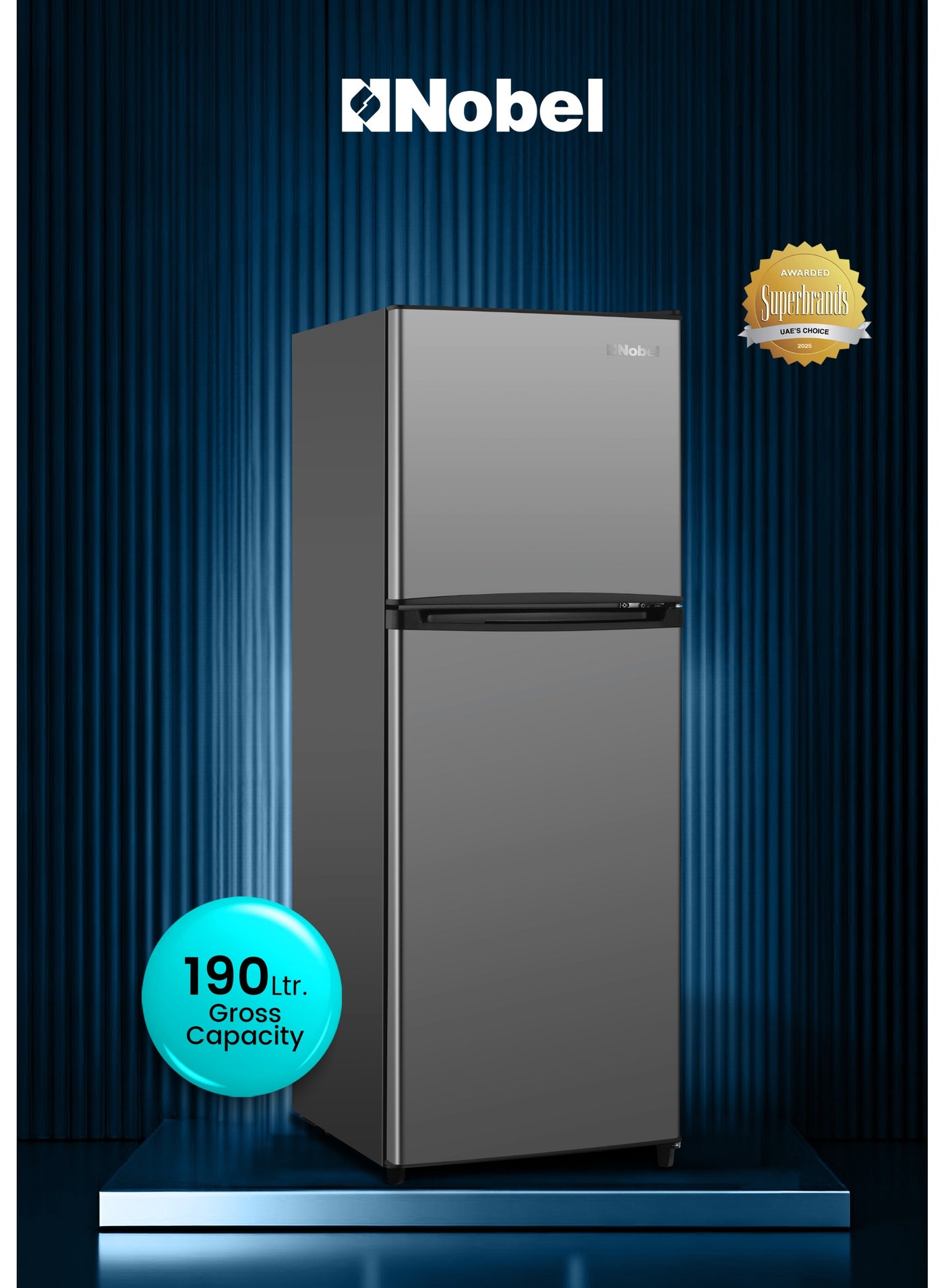 Compare Double Door Refrigerator 185L Gross  127L Net Mechanical Temperature Control, R600a Refrigerant, Recessed Handle, Inside Condenser, Dark Silver – 1 Year Warranty 120 W NR190S grey at KSA Price