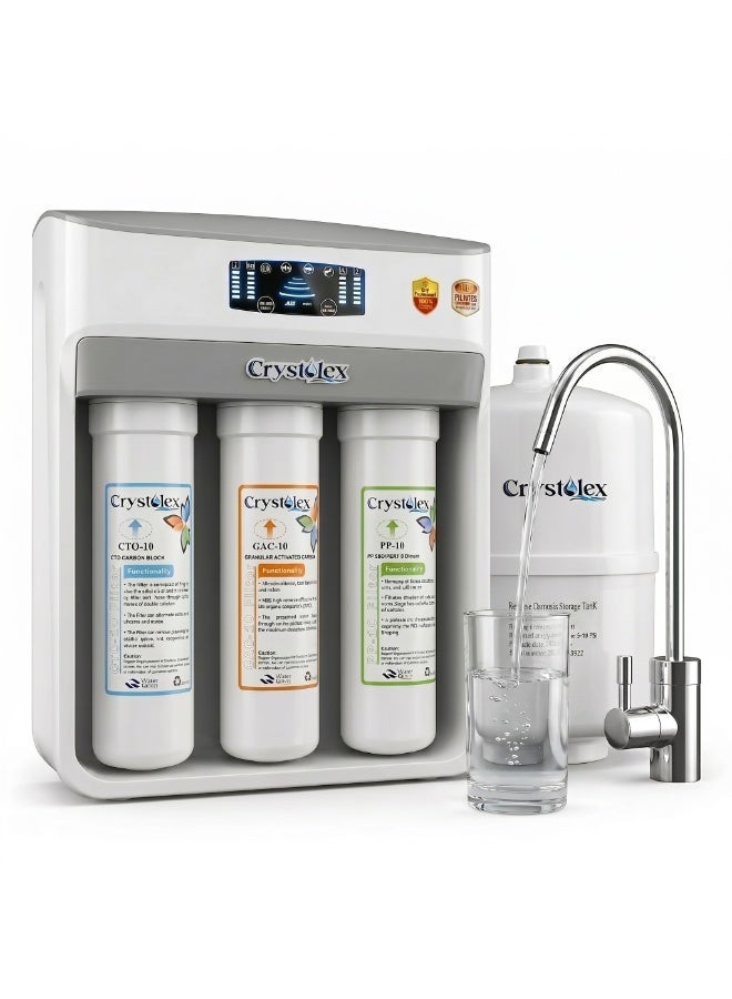 Compare Crystolex Crystal Pro 7Stage RO Water Purifier with RO + Alkaline + Minerals | Free Installation | Advanced Reverse Osmosis Water Filtration System for Home | Drinking Water Filter System for Home | 285LDay Output | Balanced PH & Minerals Water Filter | Crystolex RO Water Filter for Home and Offices | at KSA Price