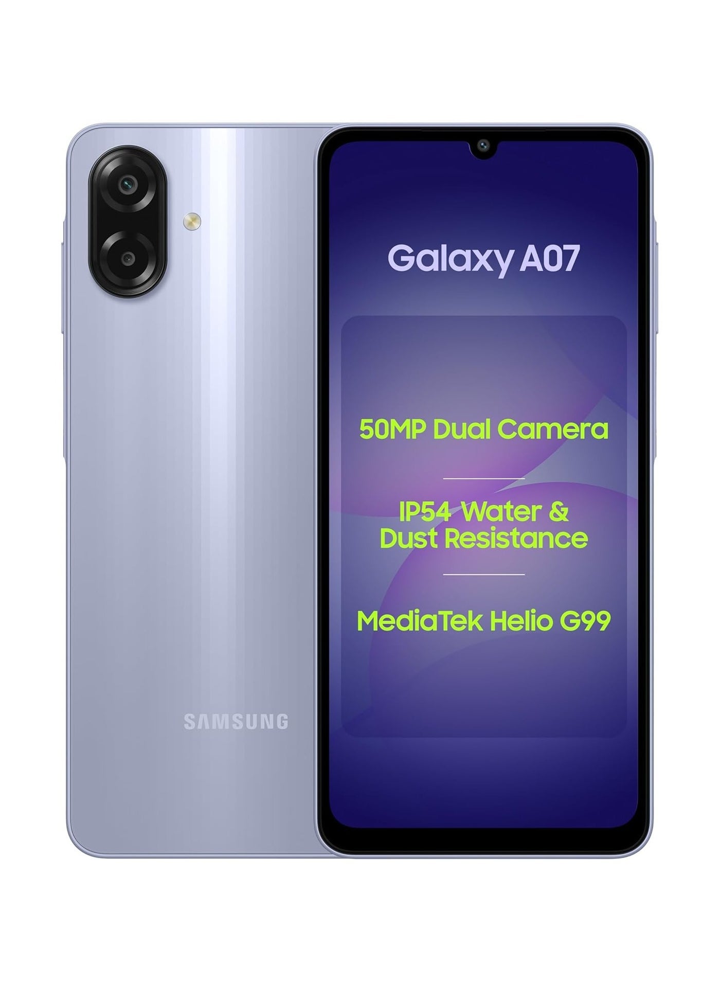Compare Samsung Galaxy A07 LTELight Violet, 6.7Inch HD+ Display, 4GB RAM, 64GB Storage, 90Hz Refresh Rate, 50MP Dual Camera, MediaTek Helio G99 at KSA Price