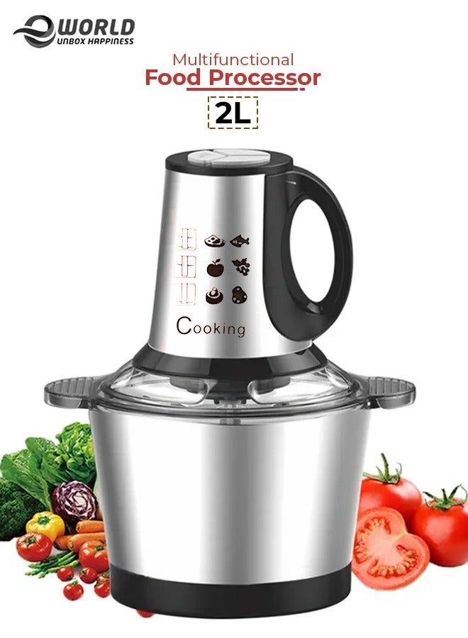 Compare Electric Meat Chopper and Grinder, Stainless Steel Food Processor for Vegetable and Fruits 2L at KSA Price