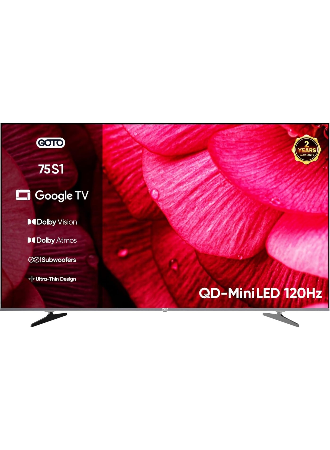 Compare 75 Inch Smart TV | QDminiLED | Frameless | 4K UHD | 120Hz Game Booster Mode | Official Google TV | QuadCore Processor | 20W BuiltIn Subwoofer | Voice Control | 2.45GHz WiFi | Chromecast at KSA Price