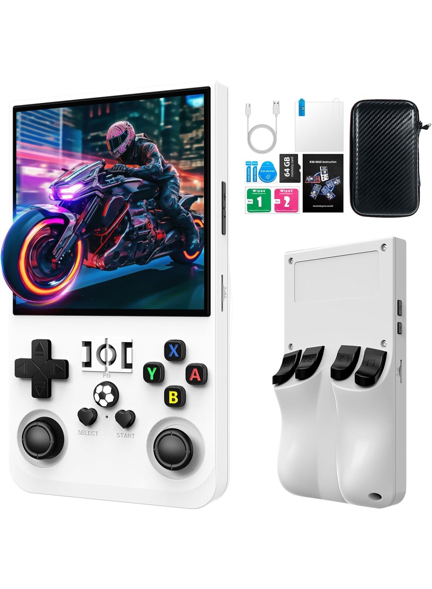 Compare 2025 Retro Handheld Game Console with 4.0 Inch IPS Screen, Linux System, 4000mAh Battery, BuiltIn 64GB Memory, Portable Pocket Mini Arcade, White at KSA Price