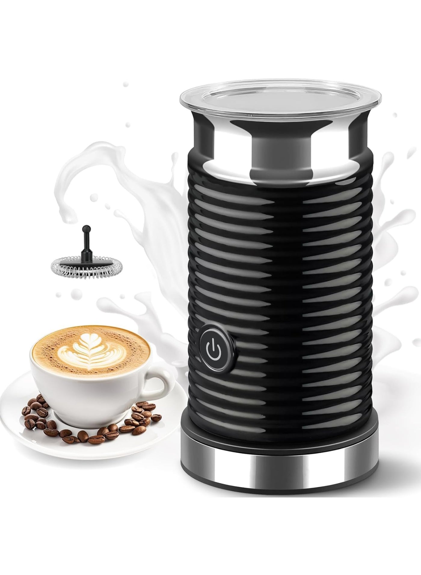 Compare Milk Frother – Electric Milk Steamer for Hot & Cold Foam, Automatic Frother for Coffee, Cappuccino, Latte, Macchiato, NonStick Easy Clean, Black black at KSA Price