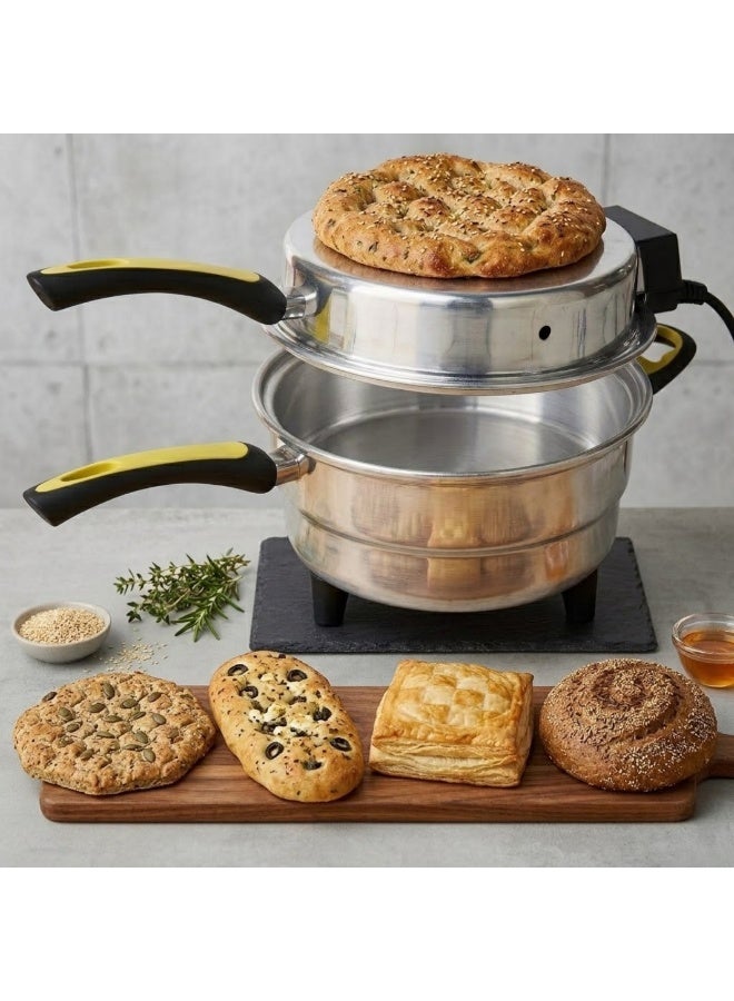 Compare Arabic Khameer Bread Maker 28cm | Mini Electric Oven for Pita Khubz & Mini Pizza | Aluminum NonStick Plate 1000W Fast Heat at KSA Price