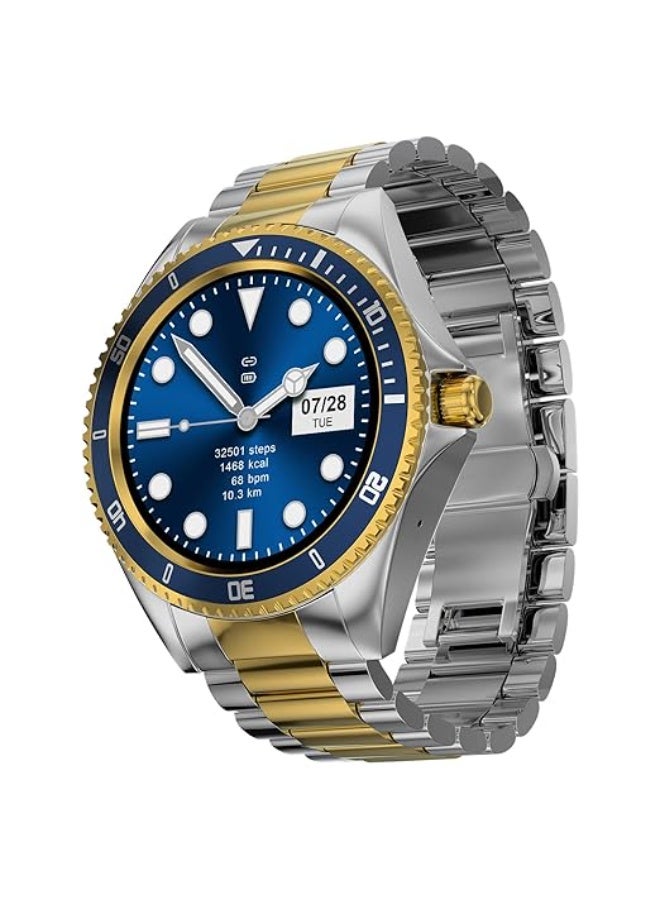 Compare FireBoltt Quantum Luxury & Sporty Stainless Steel Smartwatch, 1.28 Bluetooth Calling, High Resolution of 240 * 240 Px & TWS Connection Sapphire Gold at KSA Price