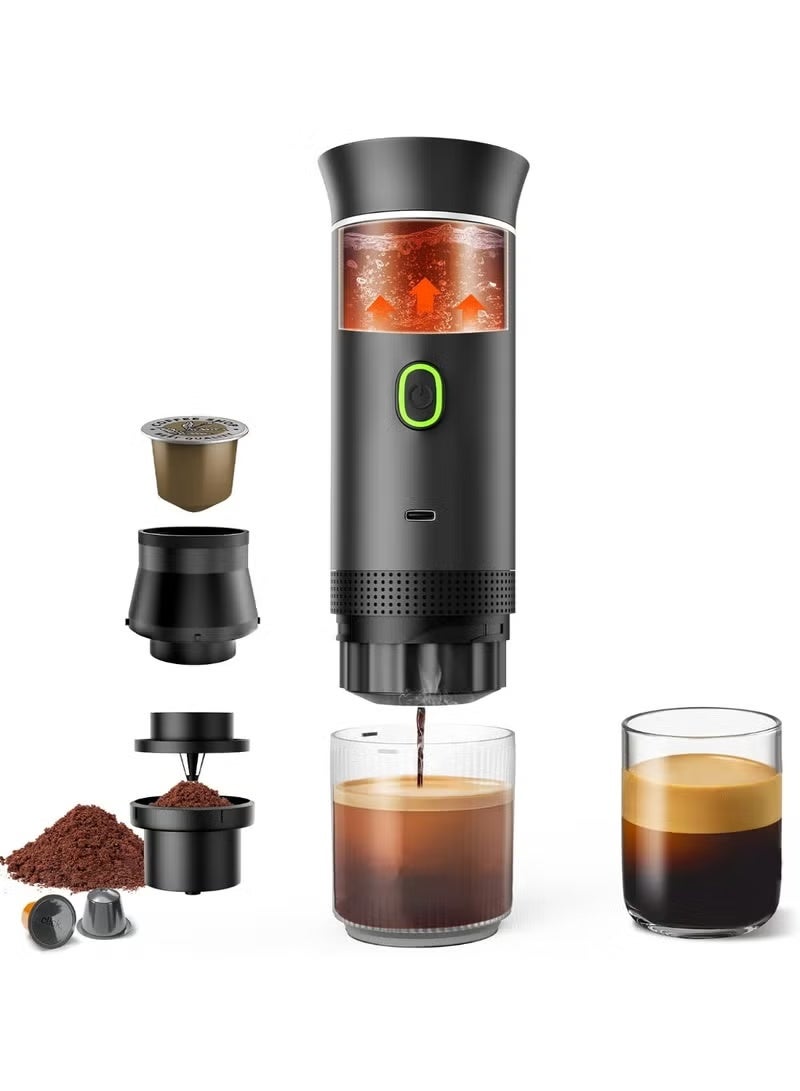 Compare 3in1 Portable Espresso Coffee Maker KFJN02 | Compatible with Small & Large Capsules, Ground Coffee, Automatic Extraction, 60ml Tank, 5Min Fast Heating at KSA Price