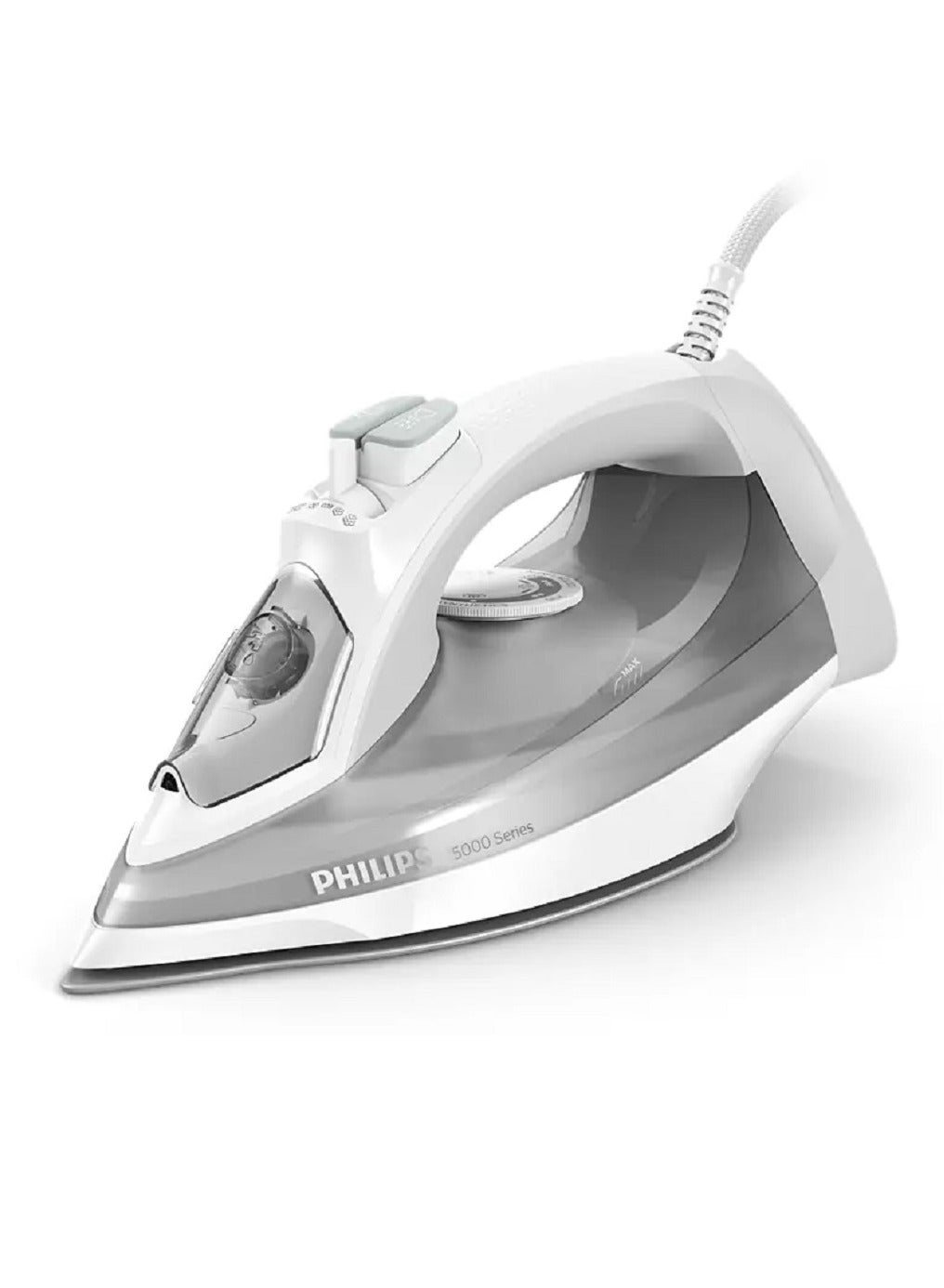 Compare Steam Iron 5000 Series  40GMin Continuous Steam, 160 G Steam Boost, SteamGlide Plus, Vertical Steaming For Hanging Fabrics 320 ml 2400 W DST501010 grey at KSA Price