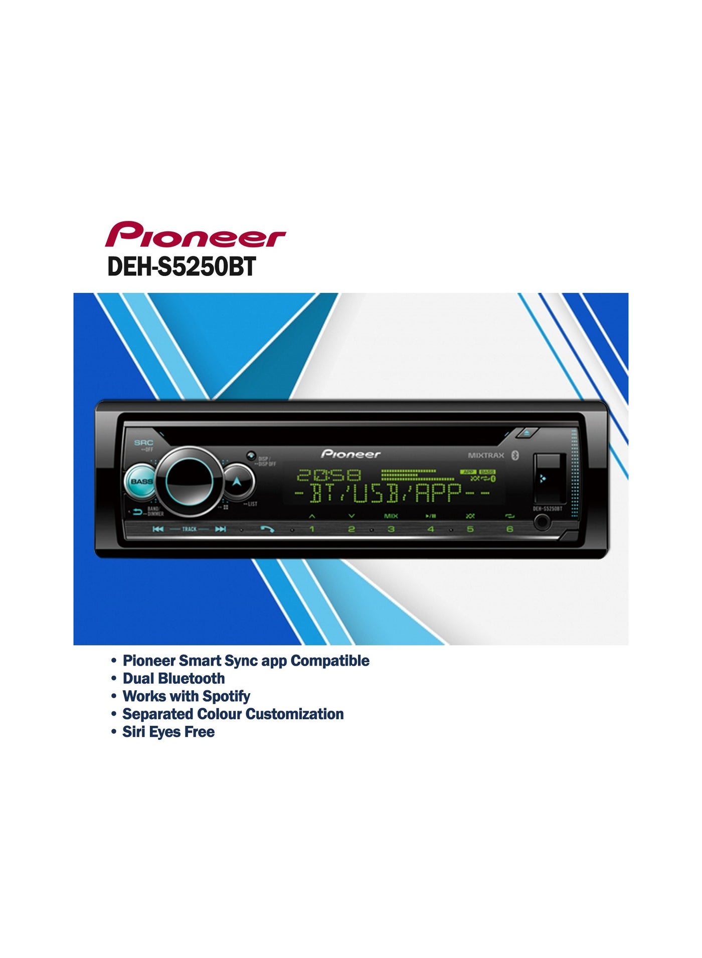 DEH-S5250BT CD and Digital Media Receiver with…
