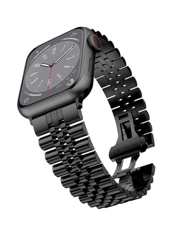 Compare Compatible with Apple Watch Band Series 5 44mm 42mm, Stainless Steel iWatch Band with Butterfly Folding Clasp for iWatch Band Series 54321 at KSA Price