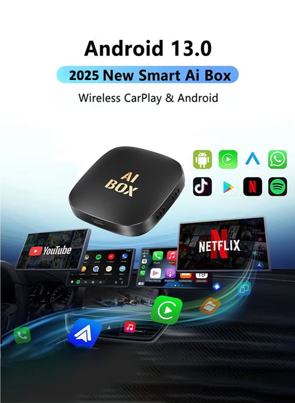 Compare Wireless CarPlay Adapter Supports YouTube, Netflix & More Wired CarPlay to Wireless Dongle, AI Box CarPlay 2 in 1 Wireless AI Box Plug & Play at KSA Price