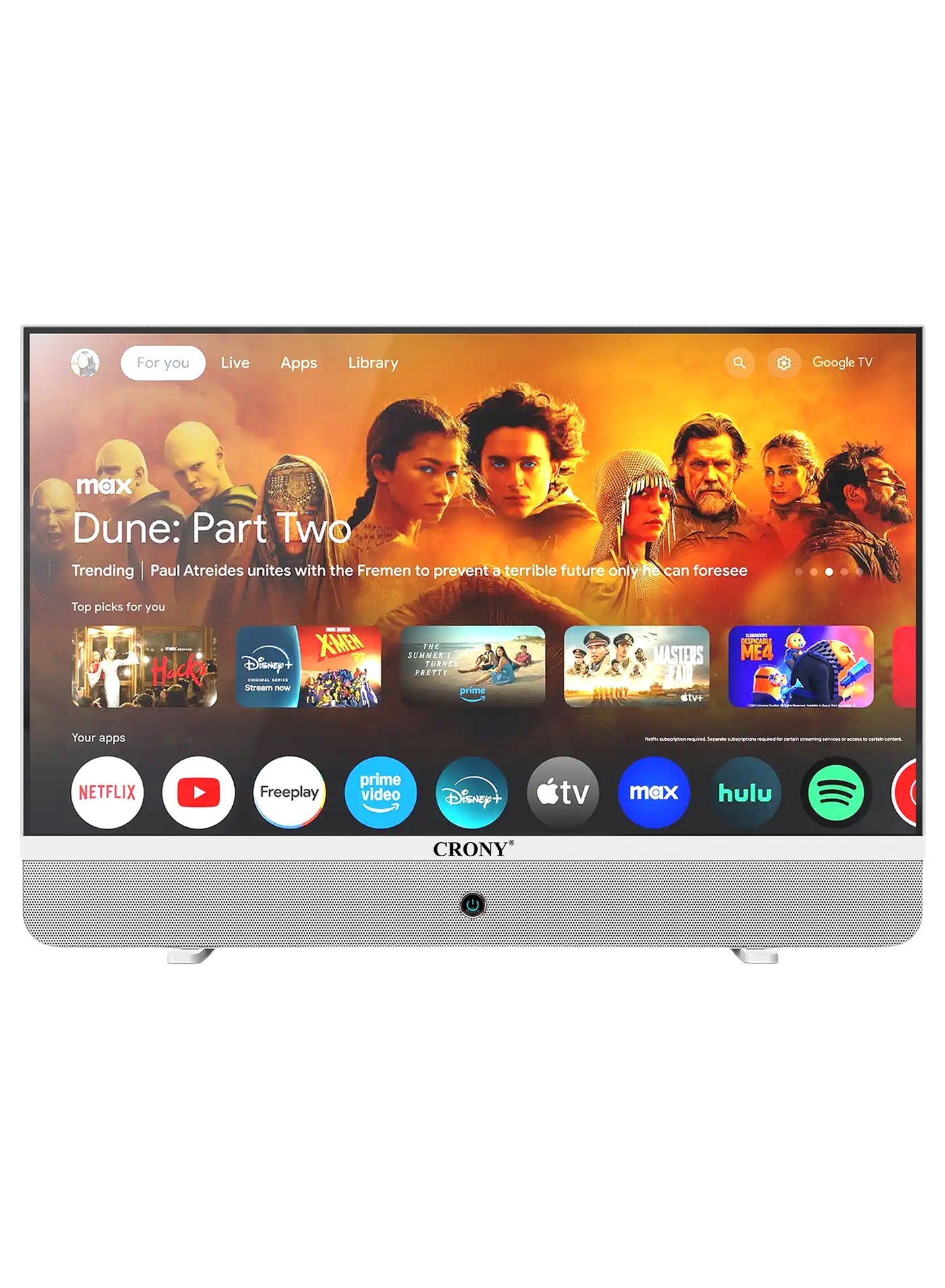 Compare CRONY 27Inch Portable Smart TV, 1080P Full HD AntiGlare Screen, Google TV, Android 14, 16+ Hours Battery Life, Voice Remote, Dual 10W Speakers, WiFi, HDMI and TypeC at KSA Price