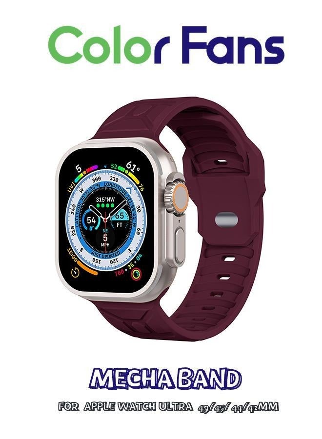 Compare Soft Silicone Sport Band for Apple Watch Ultra 49mm, 45mm, 44mm, 42mm  Wine Red  Replacement Strap for iWatch Series 8, 7, SE, 6, 5, 4, 3, 2, 1  For Men and Women at KSA Price