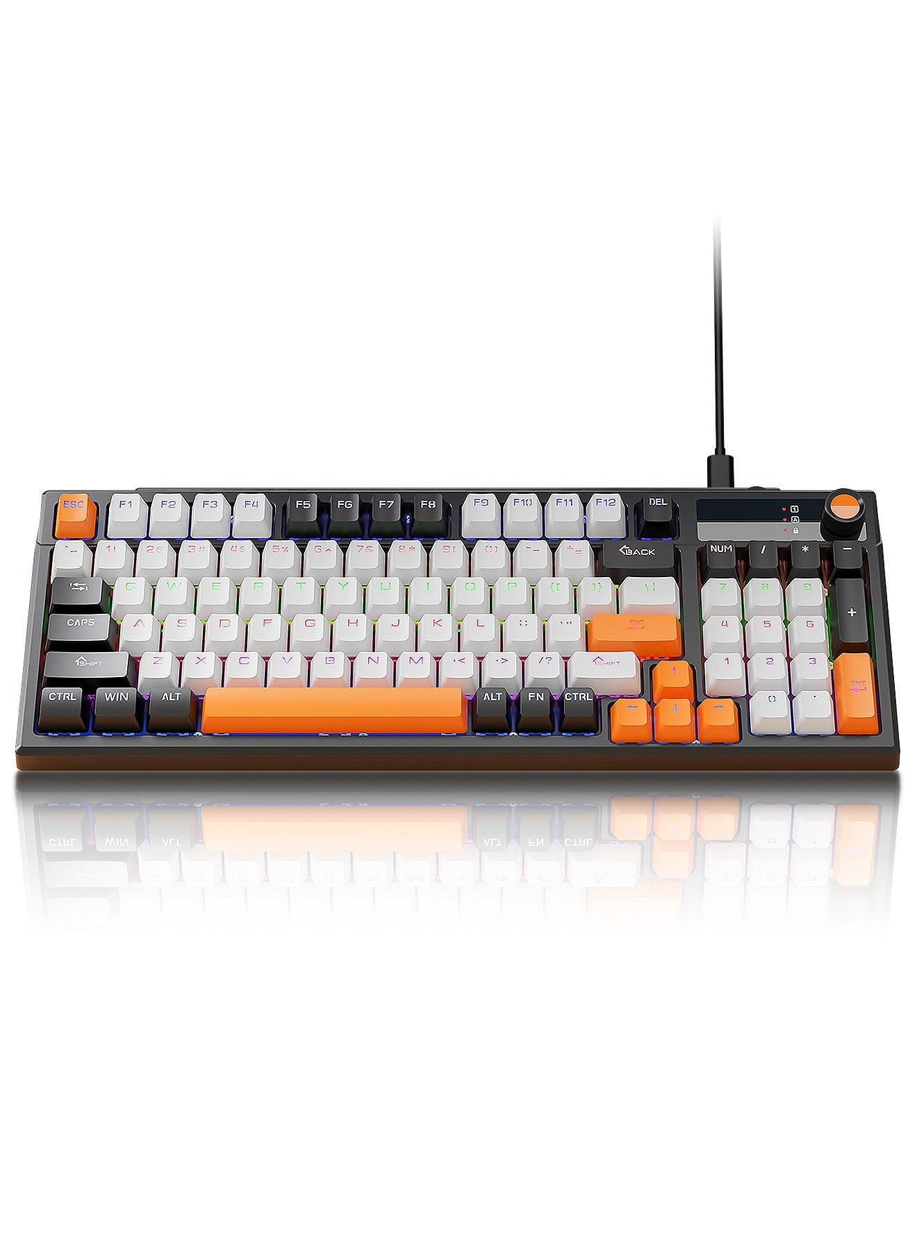 Compare 95Key Wired Mechanical Keyboard, Mechanical Blue Switch Hybrid Light Compact Mini Wired Keyboard for PC, Mac Esports Portable Gaming Keyboard  Orange at KSA Price