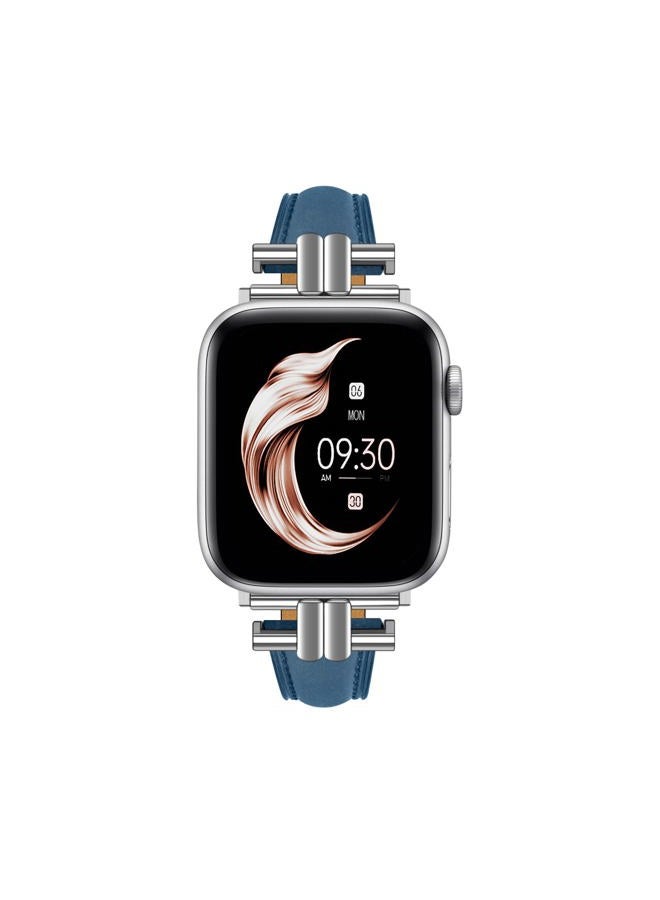 Compare Leather Slim Band Compatible for Apple Watch 38mm 40mm 41mm Band,Genuine Blue Leather IShape Watch Strap Bracelet with Stainless Buckle for iWatch Women Bands Series 10 9 8 7 6 5 4 3 2 1 SE at KSA Price
