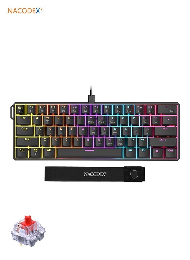 NK61 Mechanical Keyboard, Gaming Keyboard, Red…