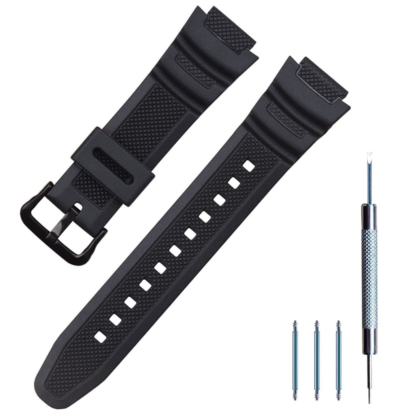 Compare Lijinlan Mens Resin Replacement Watch Band for Casio AE1000W AE1200 AE1300 AEQ110W AQS800W MRW200H SGW300H SGW400H W216H W218H W735H Waterproof Watch Strap Black at KSA Price