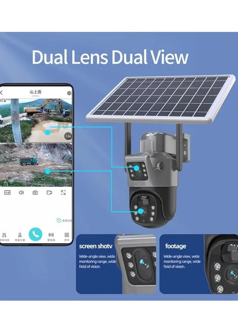 Compare 4G LTE Solar DualLens Outdoor Security Camera – BuiltIn Battery, Motion Detection, TwoWay Audio, FullColor Night Vision, Waterproof Design, 360° Mobile App Monitoring at KSA Price
