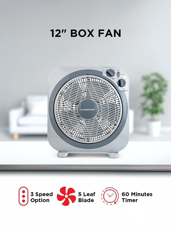 12 inch Box Fan OMF1723N, 3 Speed Control,…