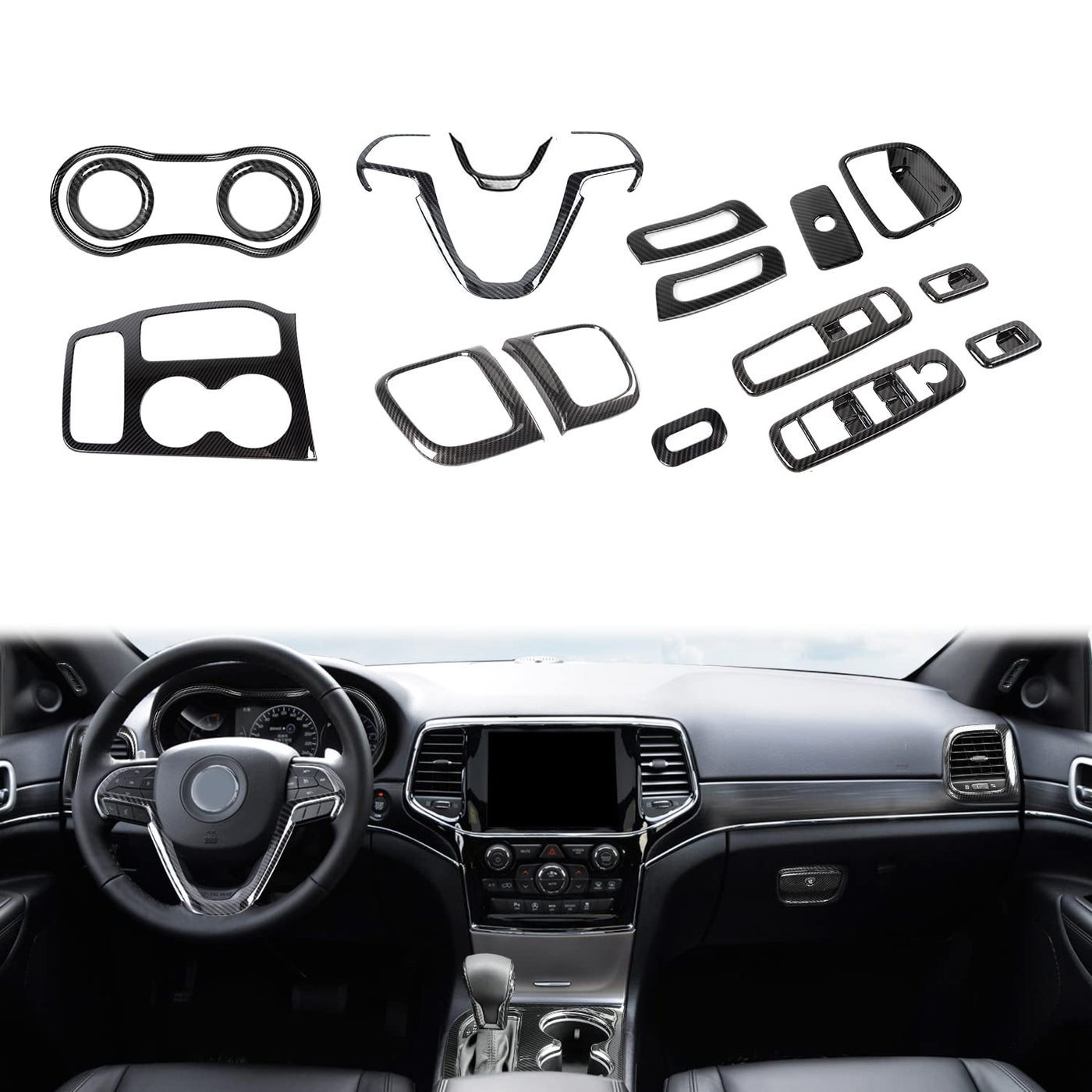 Compare PDKLIN for Grand Cherokee Interior Trim Kit Carbon Fiber Compatible with Jeep Grand Cherokee 20162021 Carbon Fiber Interior Accessories 17pcs at KSA Price