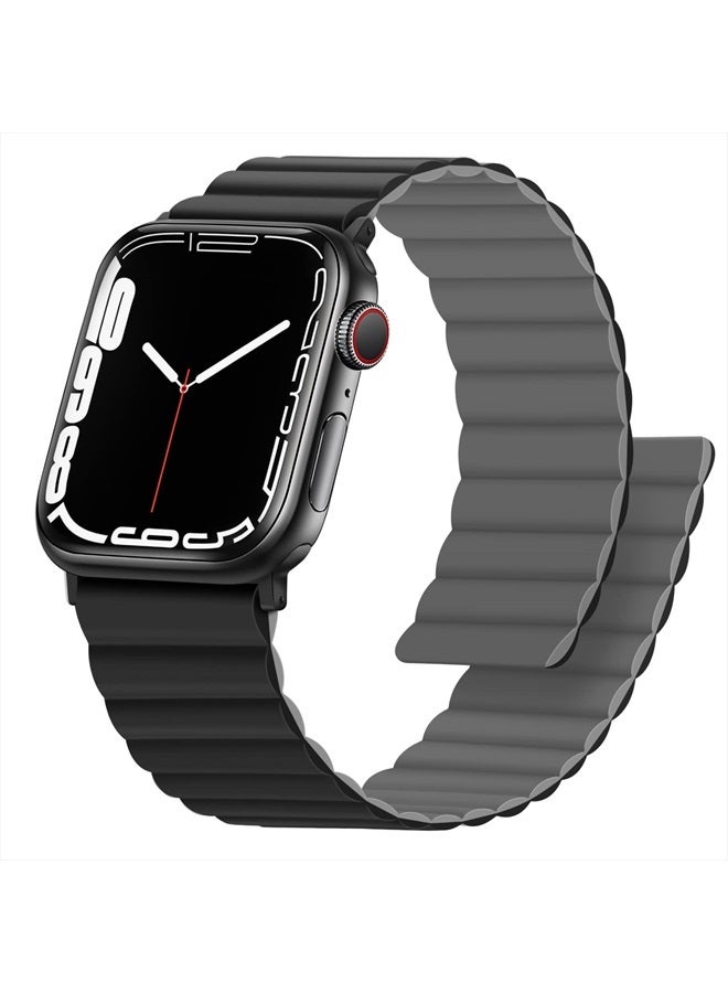 Compare Magnetic Bands Compatible with Apple Watch Band 45mm 44mm 42mm 41mm 40mm 38mm, Women Men Double Side Reversible Strap for iWatch Series 87654321SE 42mm44mm45mm, BlackGray at KSA Price