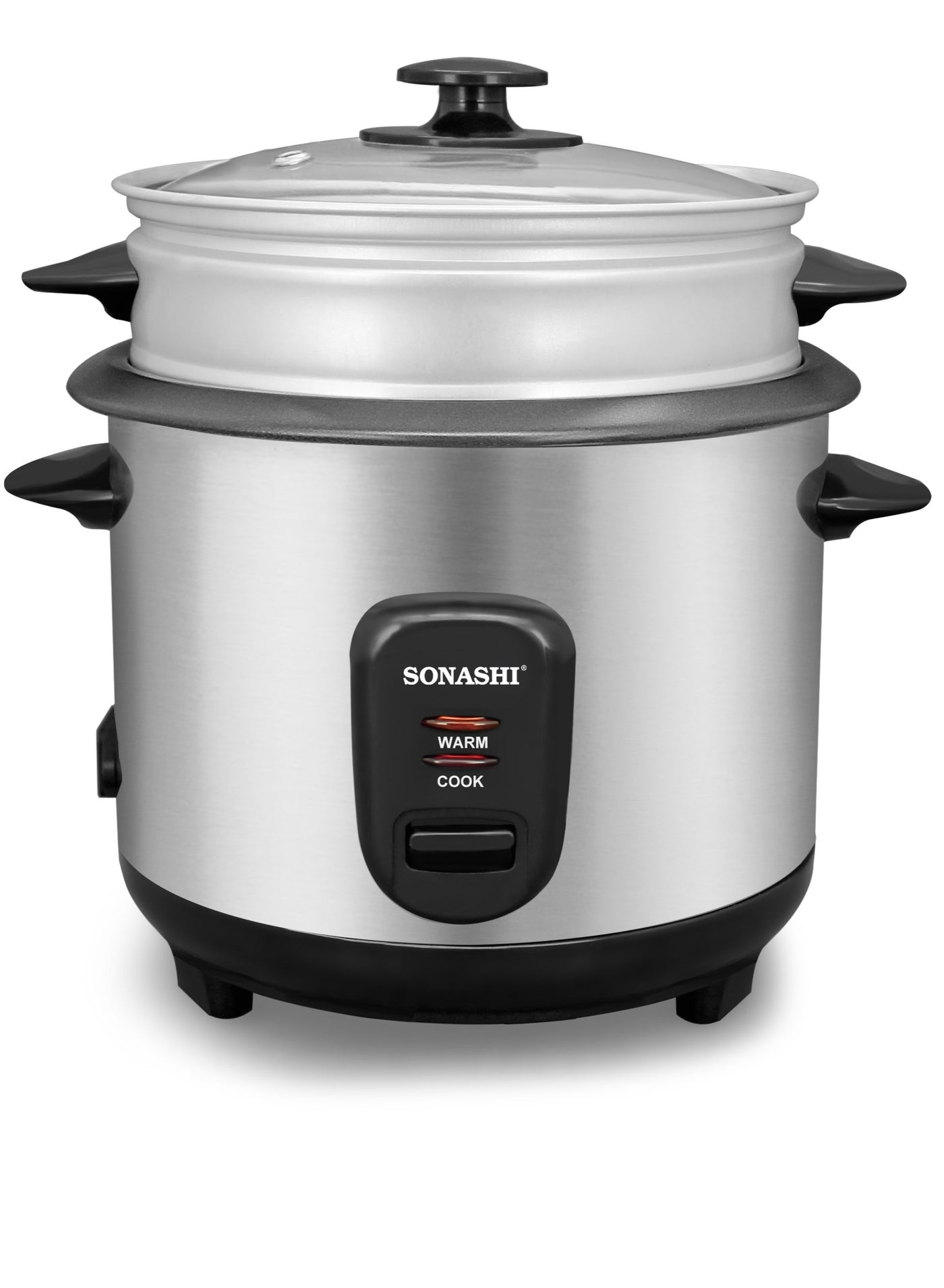 Compare 1.5L Rice Cooker with Stainless Steel Housing and Removable Cooking Pot | Auto Shut Off Feature with NonStick Coating | Tempered Glass Lid With Cooking And Warming System 1.5 L 500 W SRC415 Silver at KSA Price
