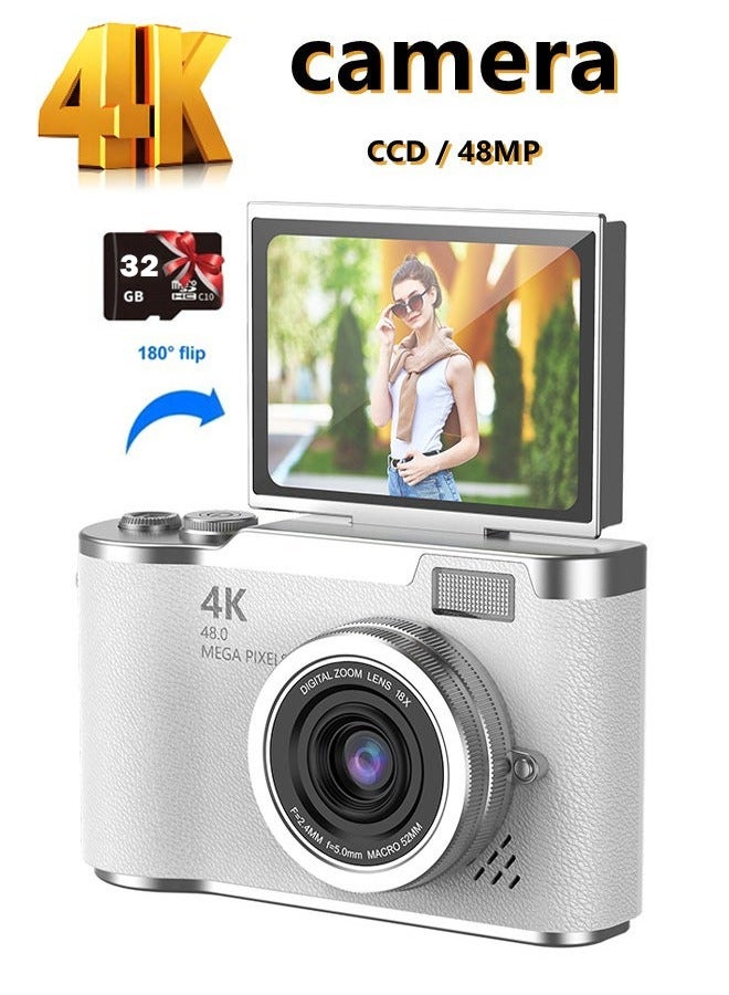 Compare 4K CCD Digital Camera for Student 48MP Compact Digital Photography Camera 8X Digital Zoom 180°Flip Screen Selfile Camera at KSA Price