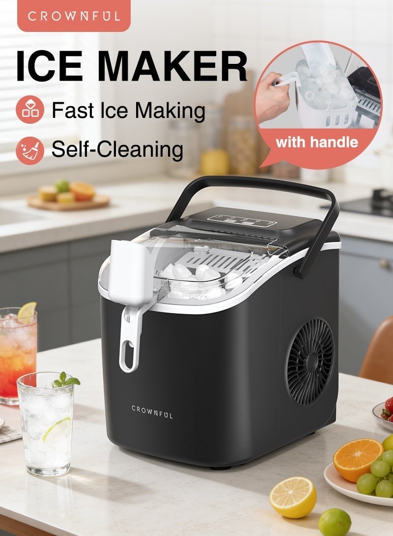 Compare CROWNFUL Ice Maker Countertop with Handle, SelfCleaning Ice Maker with Scoop and Basket, 12KG24H,9 Cubes in 6 Mins,Portable Small Ice Machine with Scoop and Basket for Home Kitchen Office Bar Party at KSA Price