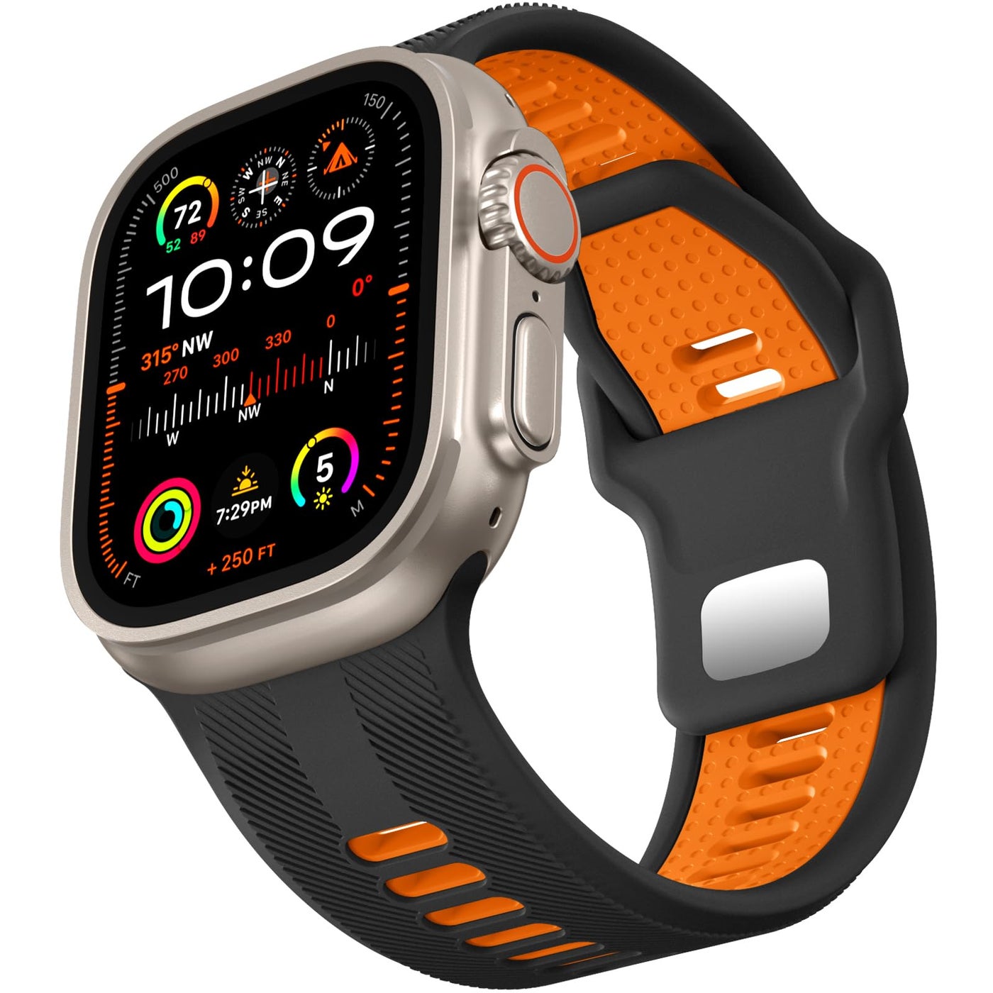 Compare Dirrelo Compatible with Apple Watch Ultra 2 Strap 49mm 46mm 45mm 44mm 42mm Men, 26mm Wide Sport Soft Silicone Band for iWatch Ultra 2 Ultra 3 Strap SE 2 3 Series 11 10 9 8 7 6 5 4 3 2 1,BlackOrange at KSA Price